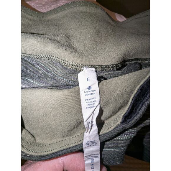 Lululemon Pants Women's Size 6 Wunder Under Pant III Cyber Stripe Green Olive - Picture 10 of 11